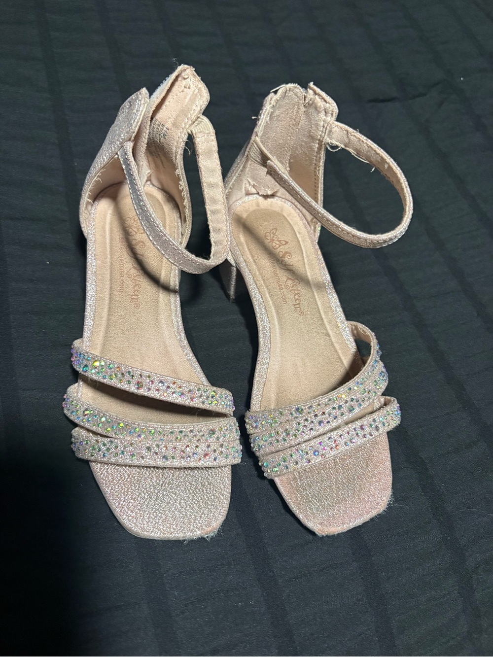 Toddler Blush Pink Rhinestone Strap Heeled Sandals